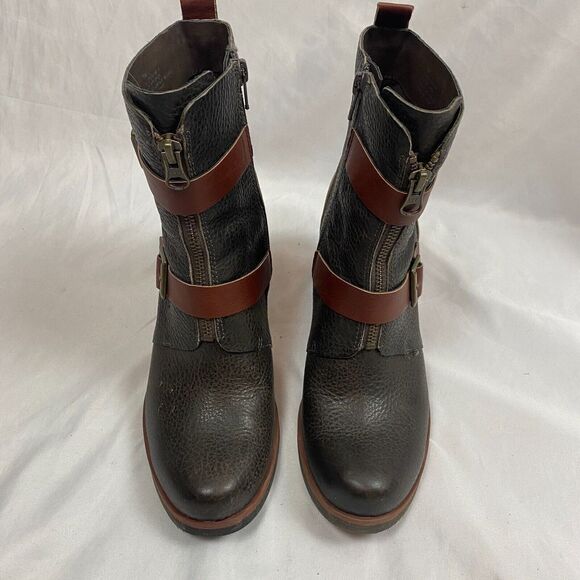 Korks Kork Ease Richard Black Leather Heeled Buckle Ankle Boots Womens Size 7.5 - Picture 2 of 7